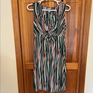 Catherines Multicolored Stripe Twist‑Knot Dress Plus 0X 14/16 EUC Sleeveless